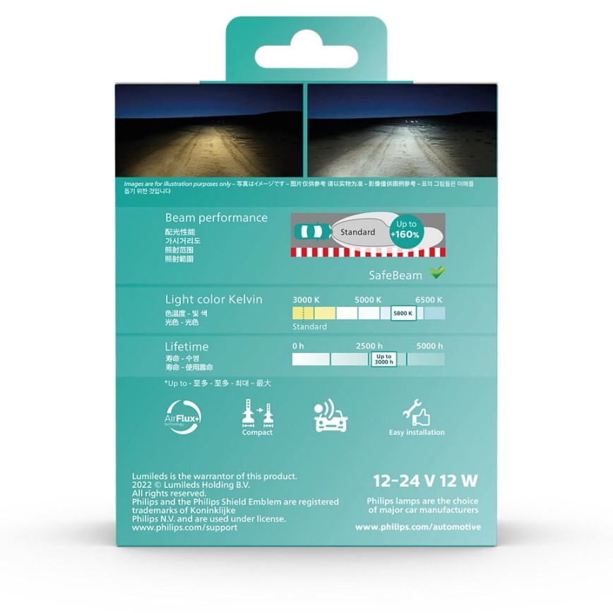 Philips 11342U51X2 - SET 2x LED Avto žarnica Ultinon Pro5100 H4 P43t-38/12W/12/24V 5800K