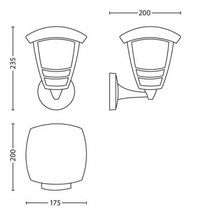 Philips - Zunanja stenska svetilka E27/60W/230V