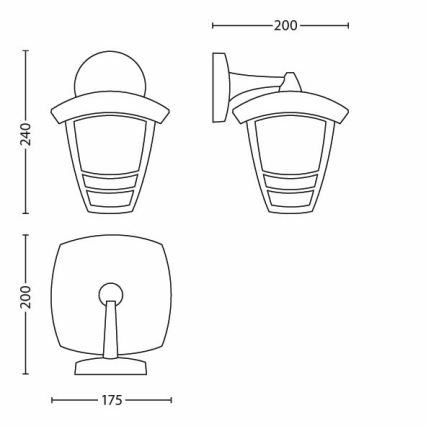 Philips - Zunanja stenska svetilka 1xE27/60W/230V IP44