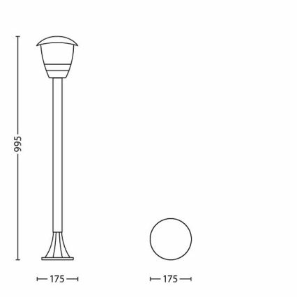 Philips 15383/30/16 - Zunanja svetilka MYGARDEN CREEK 1xE27/60W/230V črna IP44