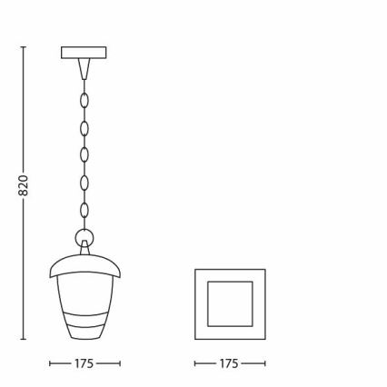 Philips - Zunanji viseči lestenec 1xE27/60W/230V črn IP44