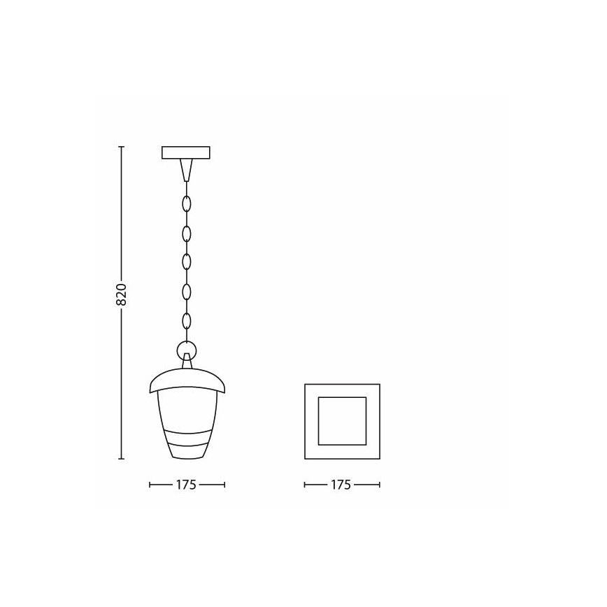 Philips - Zunanji viseči lestenec 1xE27/60W/230V črn IP44