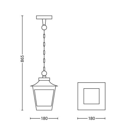 Philips 15406/86/PN - Zunanji lestenec HEDGE 1xE27/60W/230V IP44