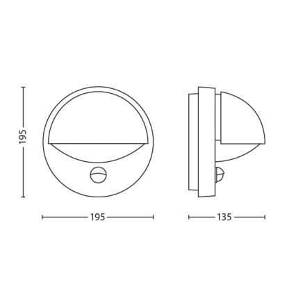 Philips - Zunanja stenska svetilka s senzorjem E27/12W IP44