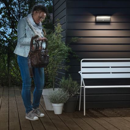 Philips 16484/93/P0 - LED zunanja stenska svetilka senzor BUSTAN 2xLED/4,5W