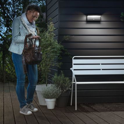 Philips 16484/93/P3 - LED Zunanja stenska svetilka senzor BUSTAN 2xLED/4,5W