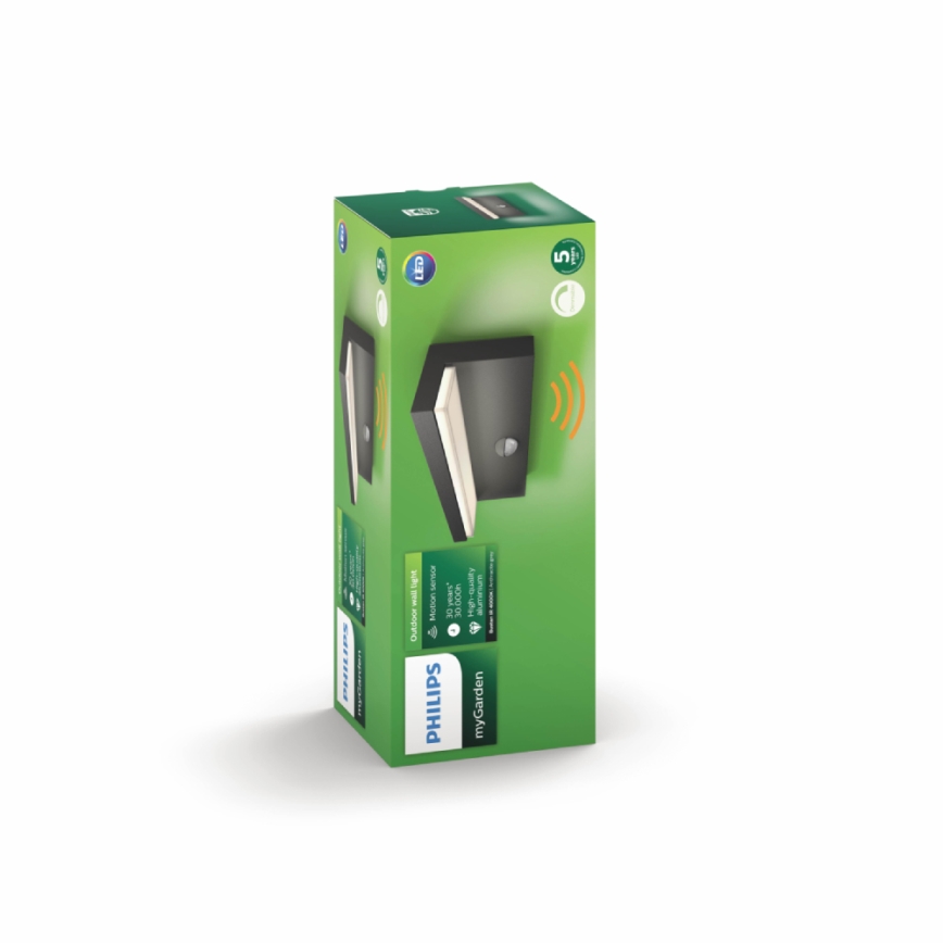 Philips 16484/93/P3 - LED Zunanja stenska svetilka senzor BUSTAN 2xLED/4,5W