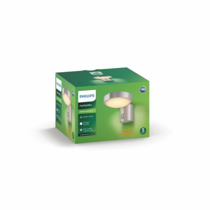 Philips 16491/47/P0 - LED Zunanja stenska svetilka s senzorjem MYGARDEN COCKATOO 1xLED/8W/230V IP44