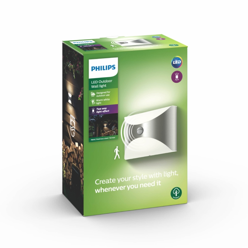 Philips 17299/47/16 - Zunanja senzorska svetilka MYGARDEN HERB 1xLED/6W/230V
