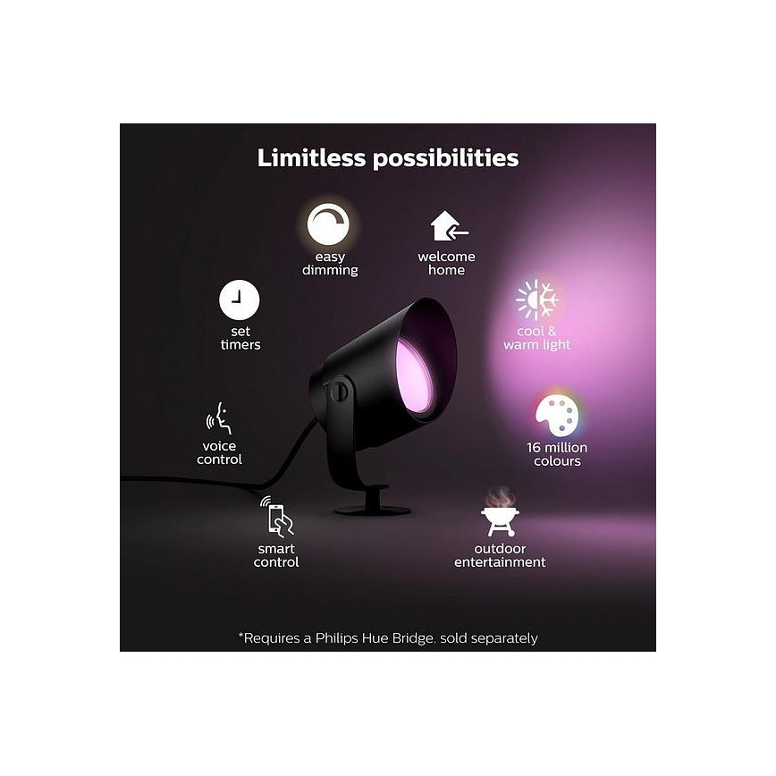 Philips - LED RGB Zatemnitvena zunanja svetilka Hue LILY LED/15W/230V IP65