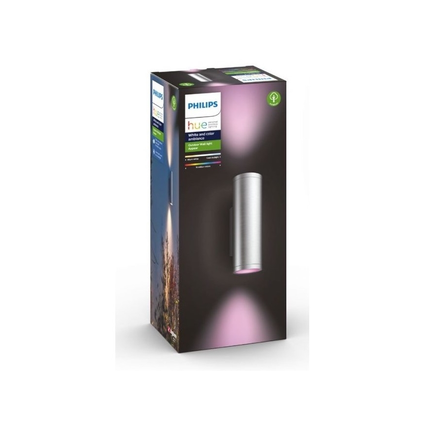 Philips - LED RGBW Zatemnitvena zunanja stenska svetilka Hue APPEAR 2xLED/8W/230V IP44