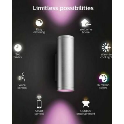 Philips - LED RGBW Zatemnitvena zunanja stenska svetilka Hue APPEAR 2xLED/8W/230V IP44