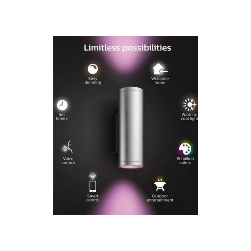 Philips - LED RGBW Zatemnitvena zunanja stenska svetilka Hue APPEAR 2xLED/8W/230V IP44