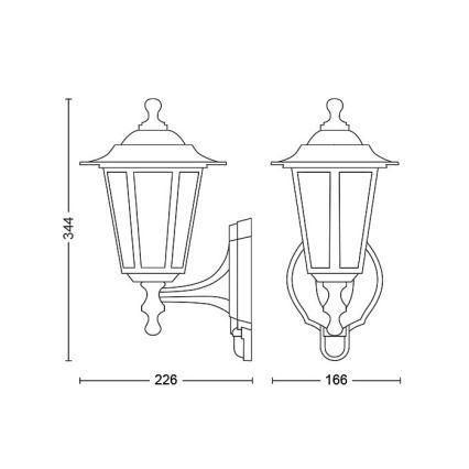 Philips - Zunanja stenska svetilka s senzorjem 1xE27/60W/230V IP44