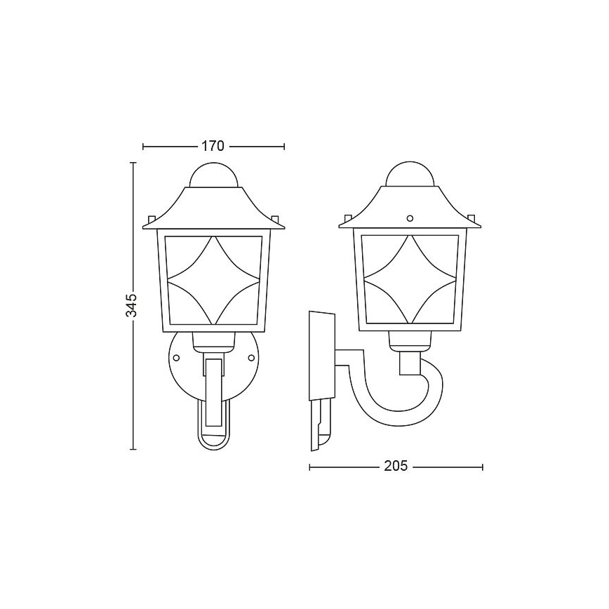 Philips - Zunanja stenska svetilka s senzorjem 1xE27/60W/230V IP44