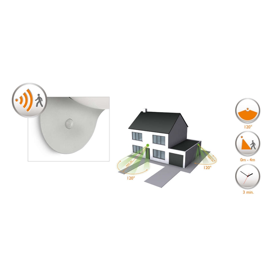 Philips 17808/87/16 - LED Solarna svetilka s senzorjem gibanja in mraka MYGARDEN DUSK 1xLED/1W/3,7V 2200 mAh IP44