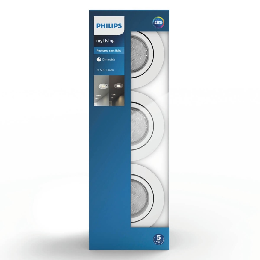 Philips 50113/31/P0 - KOMPLET 3x LED Zatemnitvena vgradna svetilka CASEMENT LED/4,5W/230V