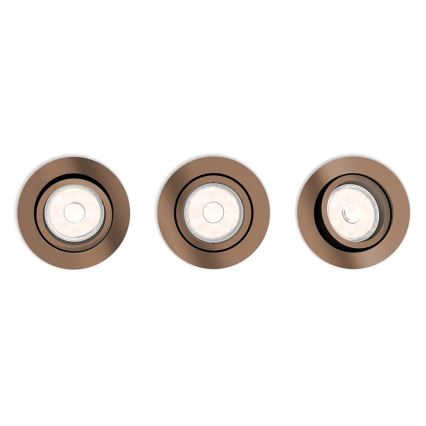 Philips 50393/05/PN - KOMPLET 3x Vgradna svetilka DONEGAL 3xGU10/5,5W/230V