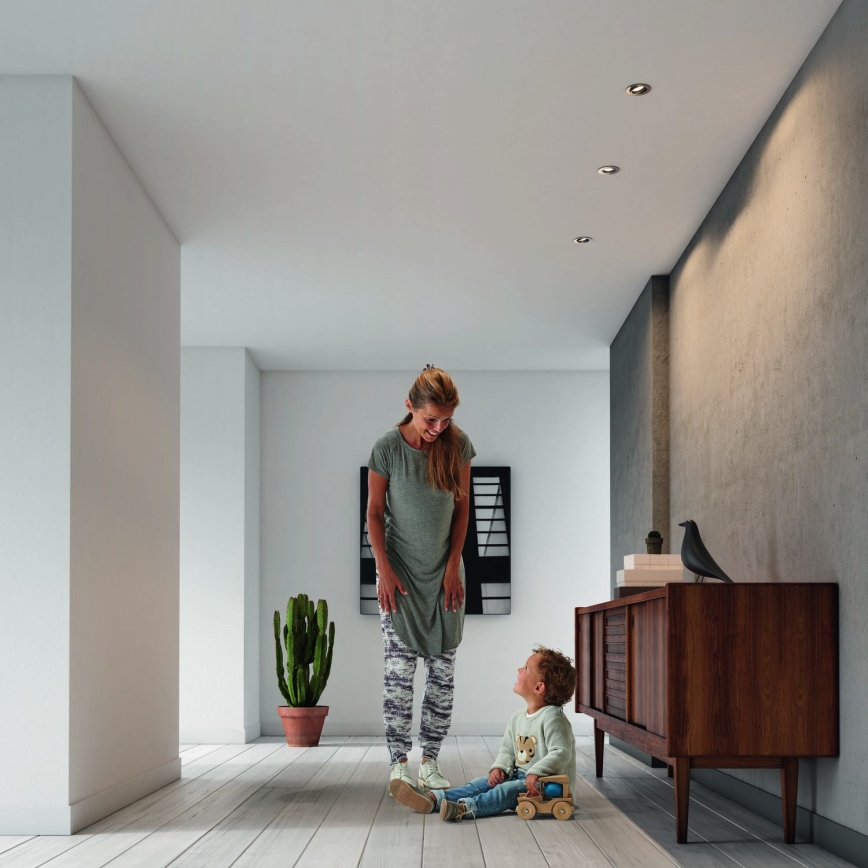 Philips - Komplet 3x LED RGBW zatemnjiva vgradna stropna svetila 1xGU10/4,8W/230V matni krom + daljinski upravljalnik