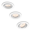 Philips 50393/31/PN - Komplet 3x vgradnih stropnih svetilk DONEGAL 1xGU10/5,5W/230V