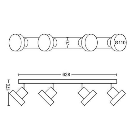 Philips 50604/31/P0 - LED Reflektor BUKKO 4xLED/4,3W/230V