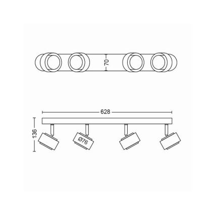 Philips 50654/30/P0 - LED Reflektor FERANO 4xLED/4,3W/230V