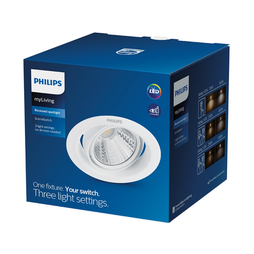 Philips - LED zatemnljivo vgradno stropno svetilo SCENE SWITCH LED/7W/230V 2700K