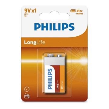 Philips 6F22L1B/10 - Cink-kloridna baterija 6F22 LONGLIFE 9V 150mAh