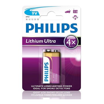 Philips 6FR61LB1A/10 - Litijeva baterija 6LR61 LITHIUM ULTRA 9V 600mAh