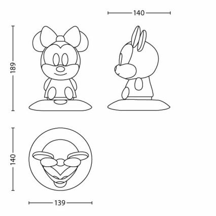 Philips 71710/31/16 -  otroška svetilka DISNEY SOFTPAL MINNIE LED/1W/230V