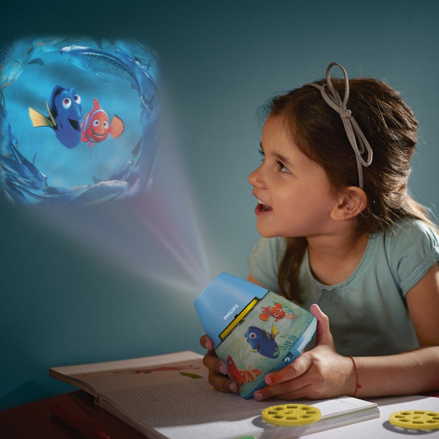 Philips 71769/90/16 - Otroški projektor DISNEY FINDING DORY LED/0,1W/3xAAA