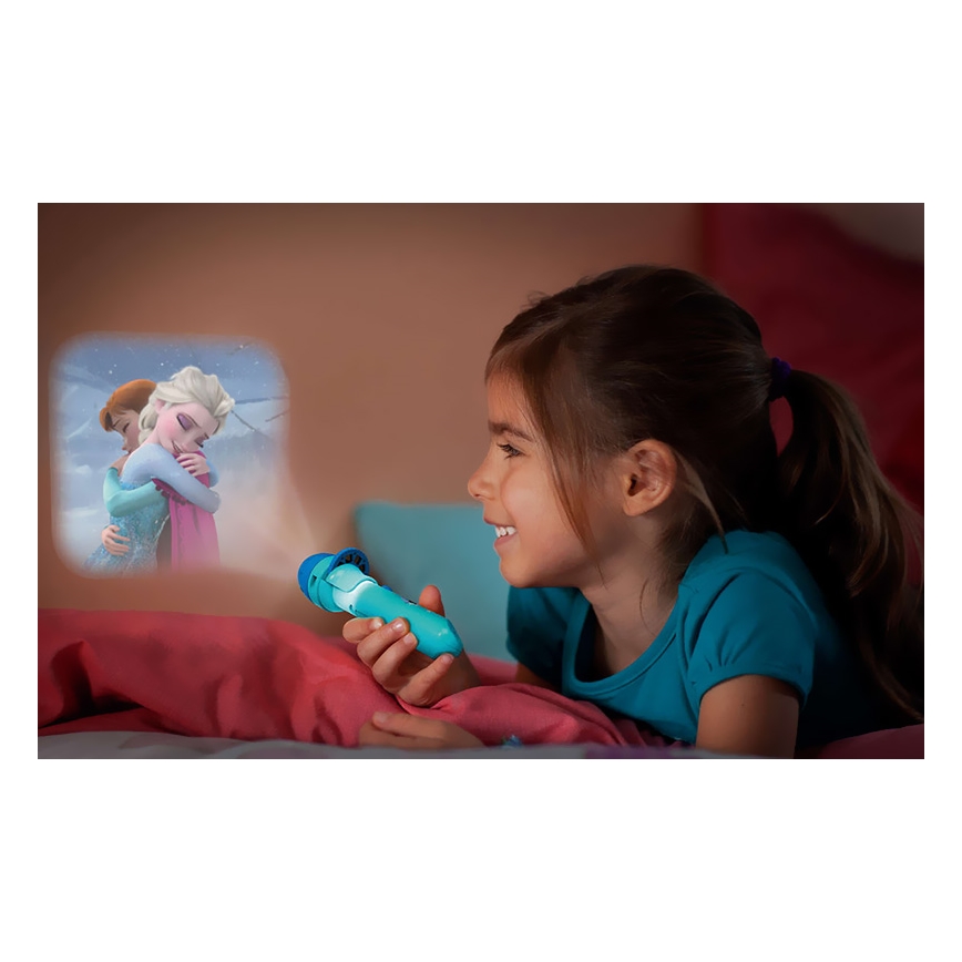 Philips 71788/08/16 - LED otroška baterijska svetilka in projektor DISNEY FROZEN 1xLED/3xLR44