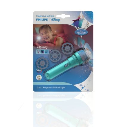Philips 71788/08/16 - LED otroška baterijska svetilka in projektor DISNEY FROZEN 1xLED/3xLR44