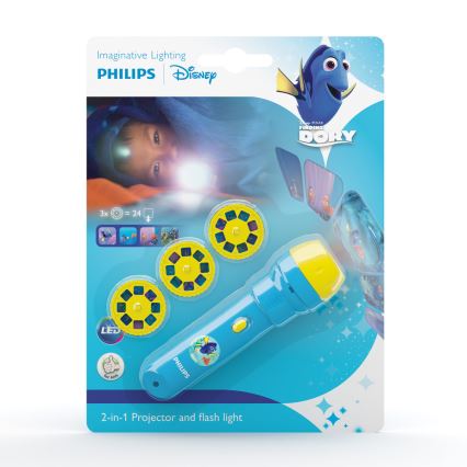 Philips 71788/90/16 - LED Otroška baterijska svetilka in projektor DISNEY DORY LED/3xLR44