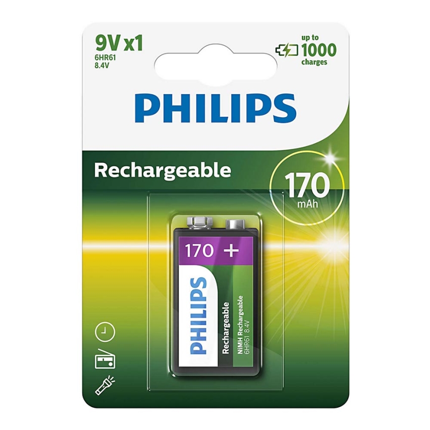 Philips 9VB1A17/10 - Polnilna baterija MULTILIFE NiMH/9V/170 mAh