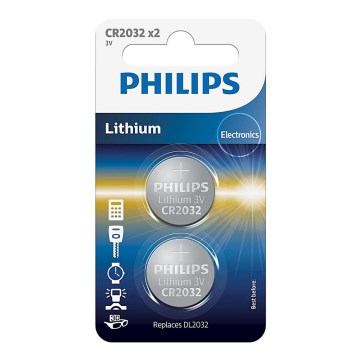 Philips CR2032P2/01B - 2 kom Litijeva baterija gumbasta CR2032 MINICELLS 3V 240mAh