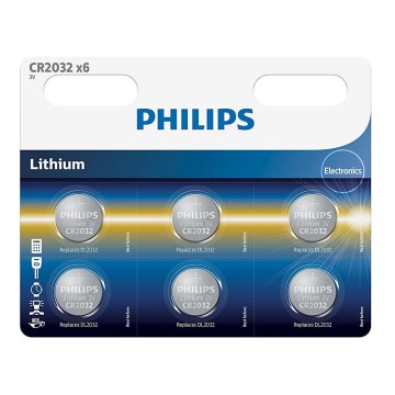 Philips CR2032P6/01B - 6 kom. Litijeva baterija gumbasta CR2032 MINICELLS 3V 240mAh