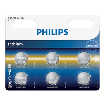 Philips CR2032P6/01B - 6 kom Litijeva baterija gumbasta CR2032 MINICELLS 3V 240mAh