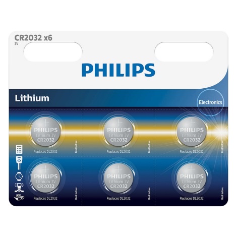 Philips CR2032P6/01B - 6 kom Litijeva baterija gumbasta CR2032 MINICELLS 3V