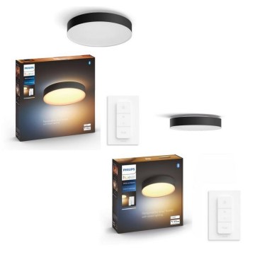 Philips - KOMPLET 1x LED zatemnljiva stropna svetilka Hue ENRAVE premer 42,5 cm LED/33,5W/230V + 1x LED zatemnljiva stropna svetilka Hue premer 26,1 cm LED/9,6W/230V + 2x daljinska upravljalnika