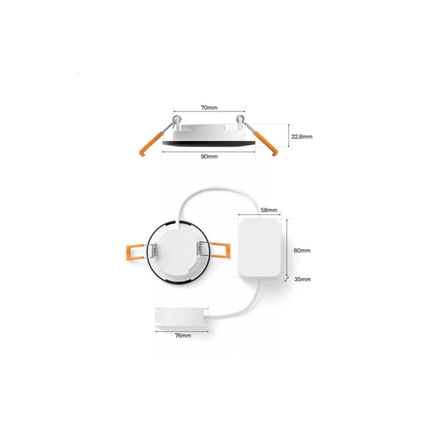 Philips - Komplet 2x LED RGBW z zatemnitvijo, vgradna kopalniška svetilka Hue SLIM LED/8,3W/230V 2000-6500K črna IP44