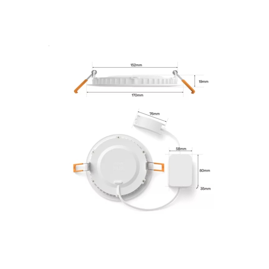 Philips - Komplet 2x zatemnjenih LED RGBW vgradnih stropnih svetilk za kopalnico Hue SLIM LED/12W/230V 2000-6500K bela IP44