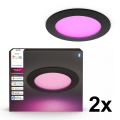 Philips - Komplet 2x LED RGBW z možnostjo zatemnitve, vgradna stropna svetilka za kopalnico Hue SLIM LED/12W/230V 2000-6500K črna IP44