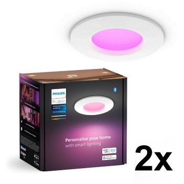 Philips - KOMPLET 2x LED RGBW Zatemnljivo kopalniško vgradno stropno svetilo Hue SLIM LED/8,3W/230V 2000-6500K belo IP44