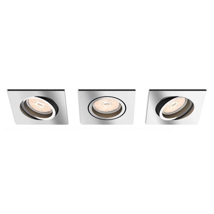 Philips - Komplet 3x LED RGBW zatemnjivih vgradnih stropnih svetilk DONEGAL 1xGU10/4,8W/230V + daljinski upravljalnik