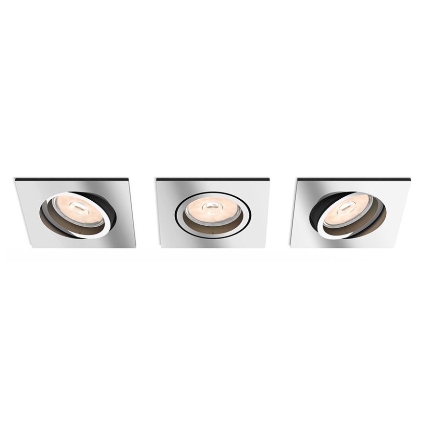 Philips - Komplet 3x LED RGBW zatemnjivih vgradnih stropnih svetilk DONEGAL 1xGU10/4,8W/230V + daljinski upravljalnik