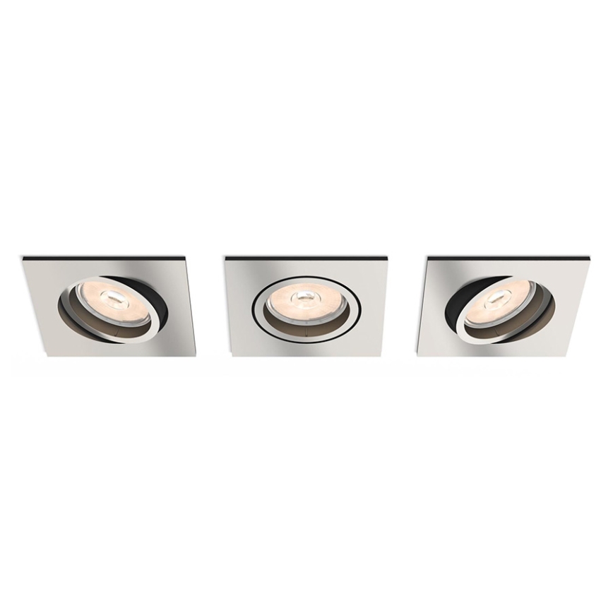 Philips - Komplet 3x LED RGBW zatemnjevalne vgradne stropne svetilke DONEGAL 3xGU10/4,8W/230V + daljinski upravljalnik