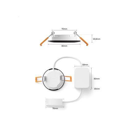 Philips - Komplet 3x vgradnih LED svetilk RGBW, zatemnjive, za kopalnico Hue SLIM LED/8,3W/230V 1000-20000K črna P44