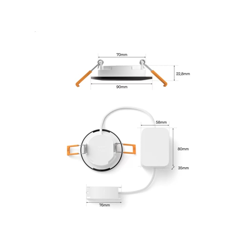 Philips - Komplet 3x vgradnih LED svetilk RGBW, zatemnjive, za kopalnico Hue SLIM LED/8,3W/230V 1000-20000K črna P44