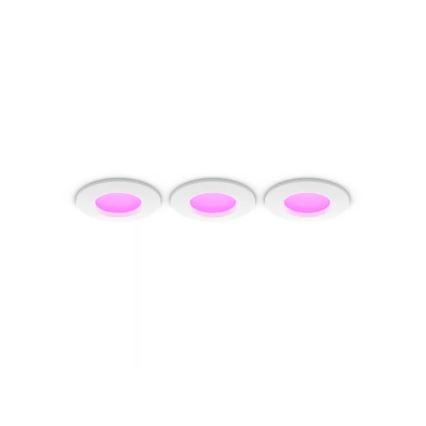 Philips - Komplet 3x LED RGBW zatemnljive vgradne kopalniške stropne svetilke Hue SLIM LED/8,3W/230V 1000-20000K bela P44